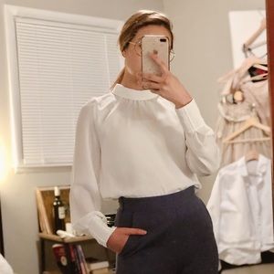 Chiffon High-neck Blouse